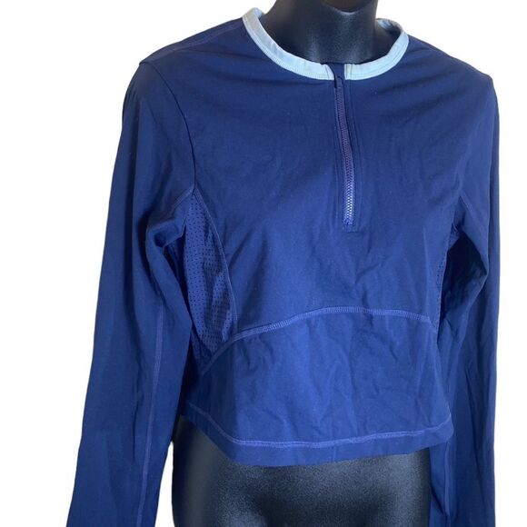 Sweaty Betty power half zip crop workout top long sleeved large colorblock - Picture 6 of 11